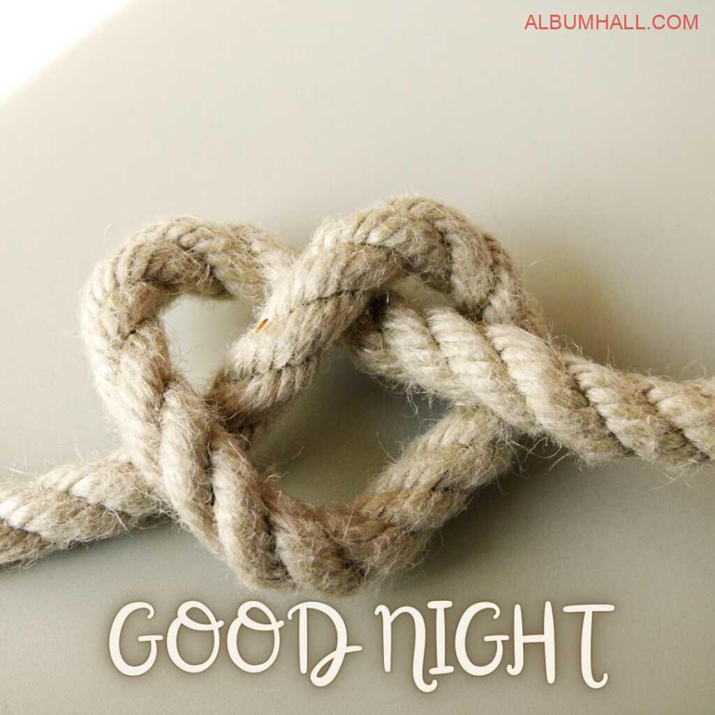 Heart shaped knot made of brown thick rope to express good night