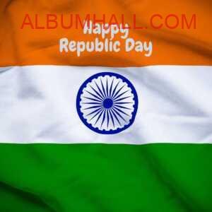 Tricolor cloth flag kept straight with republic wishes