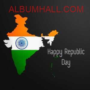 India flag on Indian map with republic day wishes