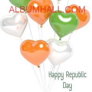Tricolor heart shaped balloons flowing in air for republic day celebrations