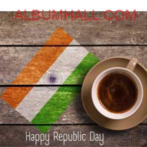 Indian Flag painted on brown table with black coffee