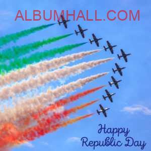 Fighter planes in sky with tricolor smoke in sky on republic day celebration