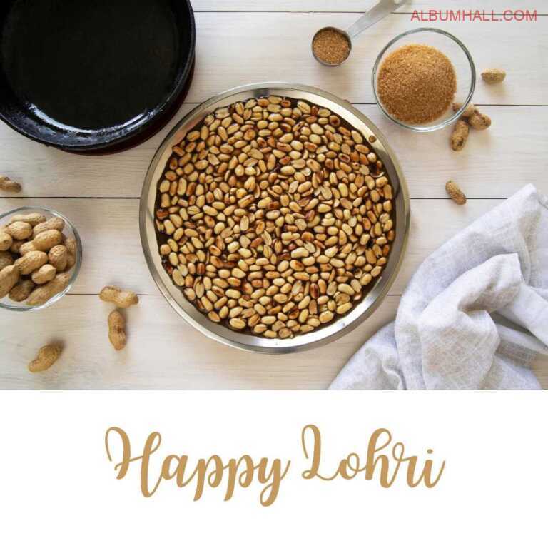 sesame seeds, peanuts, water and jaggery lying on a table to prepare sweets for lohri festival