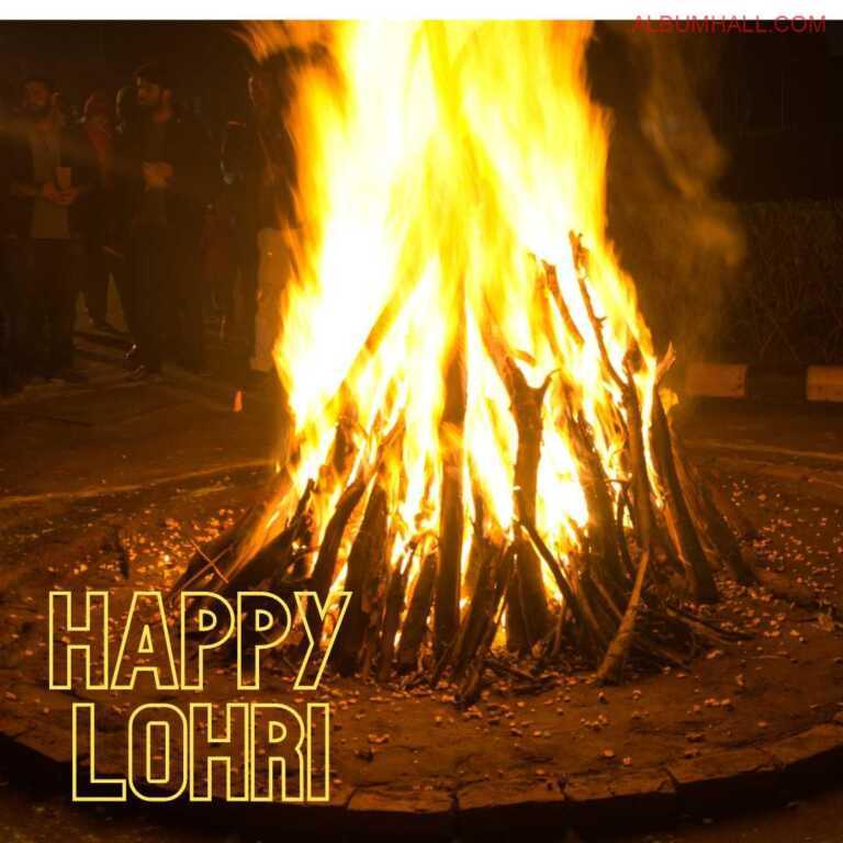 People chatting & celebrating Lohri by Bonfire and pooja of fire by using dry fruits and sweets prepared on this occasion