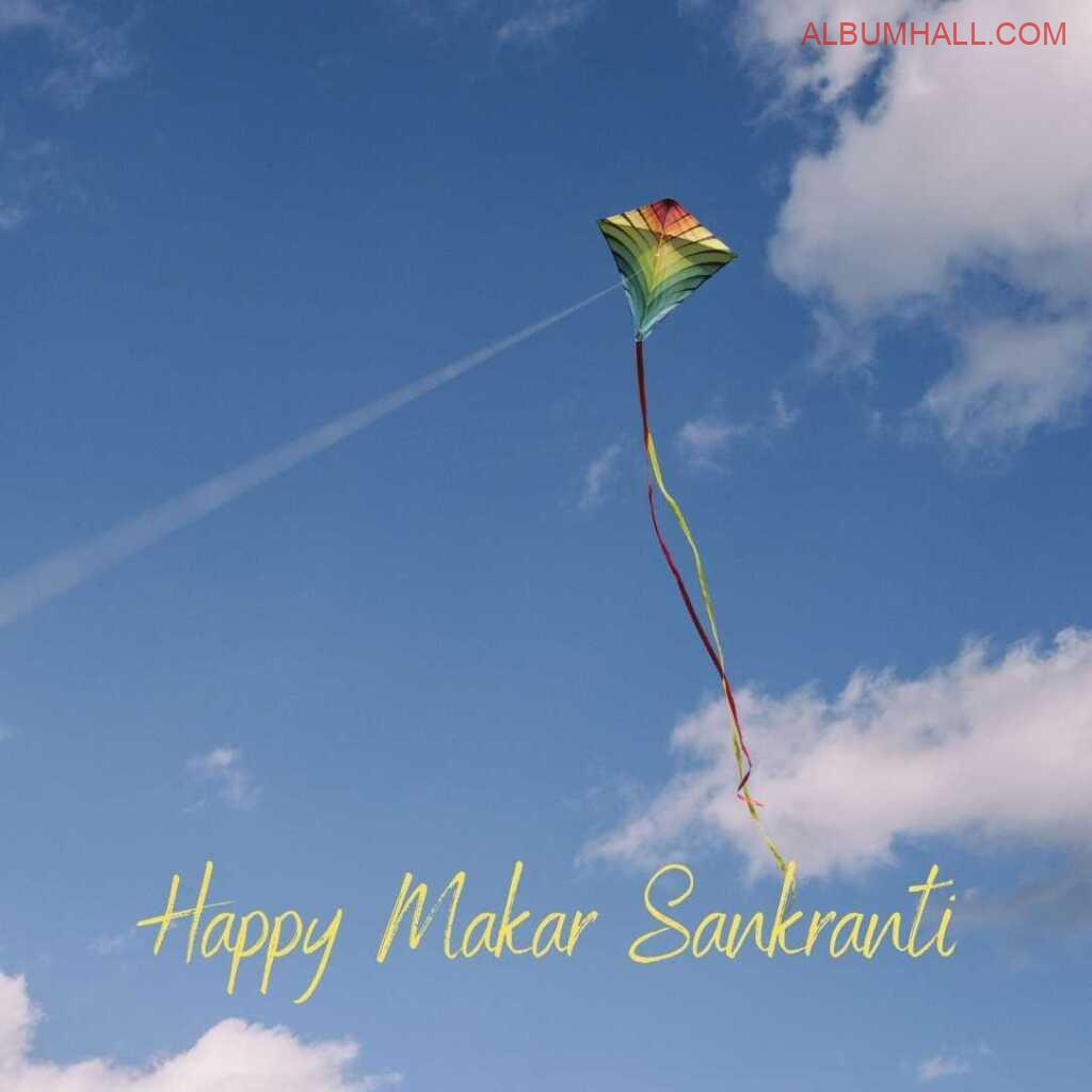 multiple colored kite attached to one white colored thread flying in the sky on Sankrant