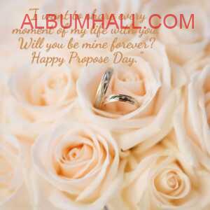 peach color roses with two rings in between wishing with propose day quotes