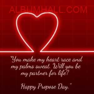 Heart shaped life line with propose day quotes written on it
